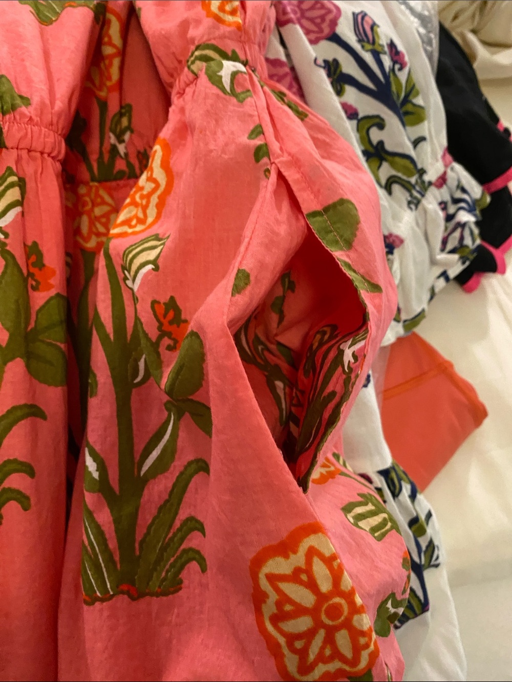 THML Pink Floral Maxi Dress with Olive Trim - Picture 9 of 13